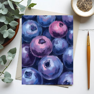 Schöne Blaubeeren   Obstmalerei Postkarte