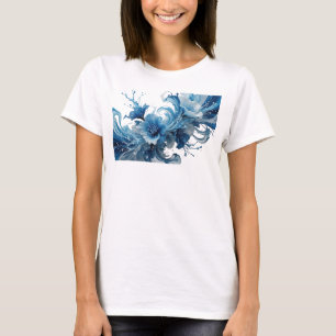 Schöne blaue ABSTRACT ART Mode Druck T-Shirt