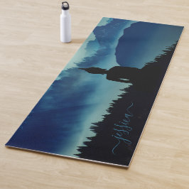 Schöne blaue Aquamarine Berge Buddha Individuelle  Yogamatte