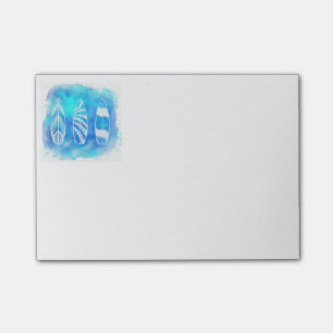 Schöne blaue Aquarelltafeln Kunst Post-it Klebezettel