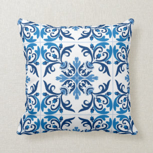 💙 Schöne blaue Azulejos, mittlere Fliesengröße Kissen
