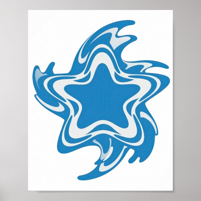 Schöne blaue BLUE STAR Grafikdesign Poster (Vorne)