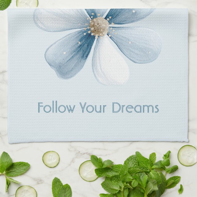 Schöne blaue Blume Geschirrtuch (Gefaltet)