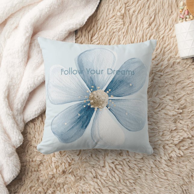 Schöne blaue Blume Kissen (Decke)