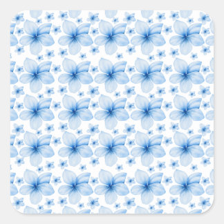 Schöne blaue Blume Nahtloses Muster Quadratischer Aufkleber