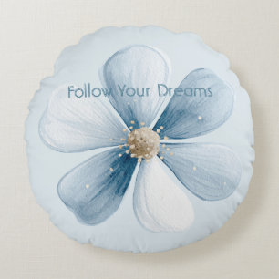 Schöne blaue Blume Rundes Kissen