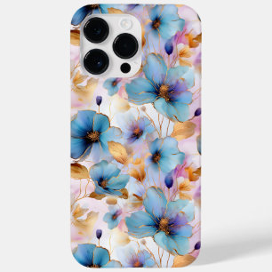 Schöne blaue Blumen Alkohol Tinte Pastel Case-Mate iPhone 14 Pro Max Hülle