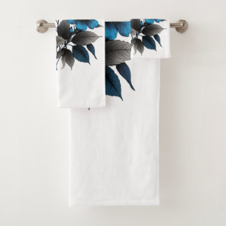 schöne blaue Blumen Badhandtuch Set
