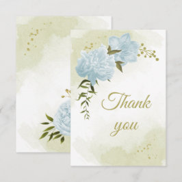 schöne blaue Blumen Grünpflanzen botanisch Dankeskarte