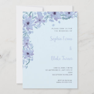 Schöne blaue Blumen Romantische hellblaue Hochzeit Einladung