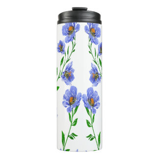 Schöne blaue Blumengestaltung Thermosbecher