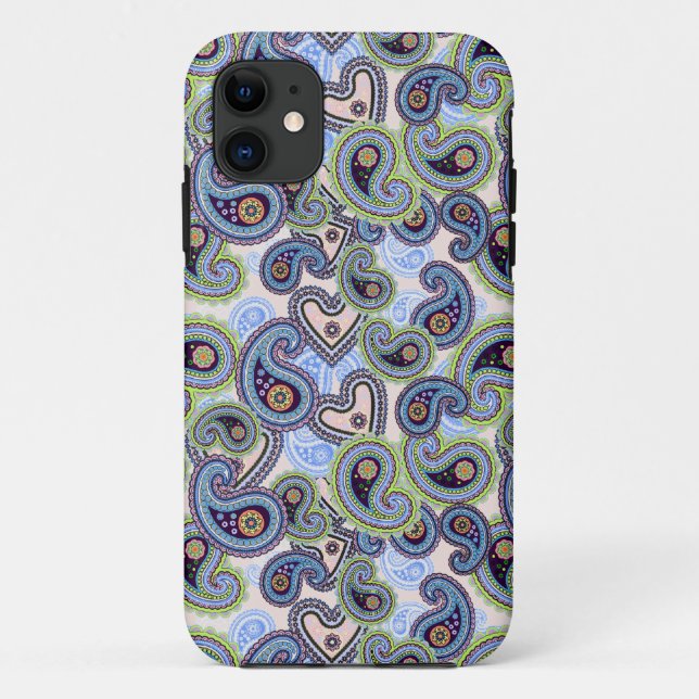Schöne blaue Blumenpaisley-Spitze Case-Mate iPhone Hülle (Rückseite)