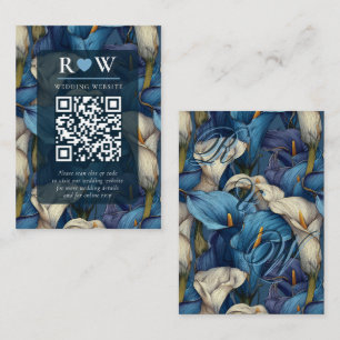 Schöne blaue Calla-Lilien Zielort Hochzeit Begleitkarte