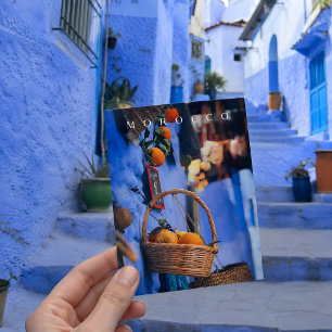 Schöne blaue Chefchaouen Marokko Medina Straßen Postkarte