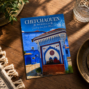 Schöne Blaue Chefchaouen Marokko Medina Straßen Postkarte