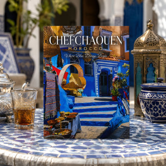 Schöne Blaue Chefchaouen Marokko Medina Straßen Postkarte