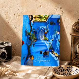 Schöne Blaue Chefchaouen Marokko Medina Straßen Postkarte