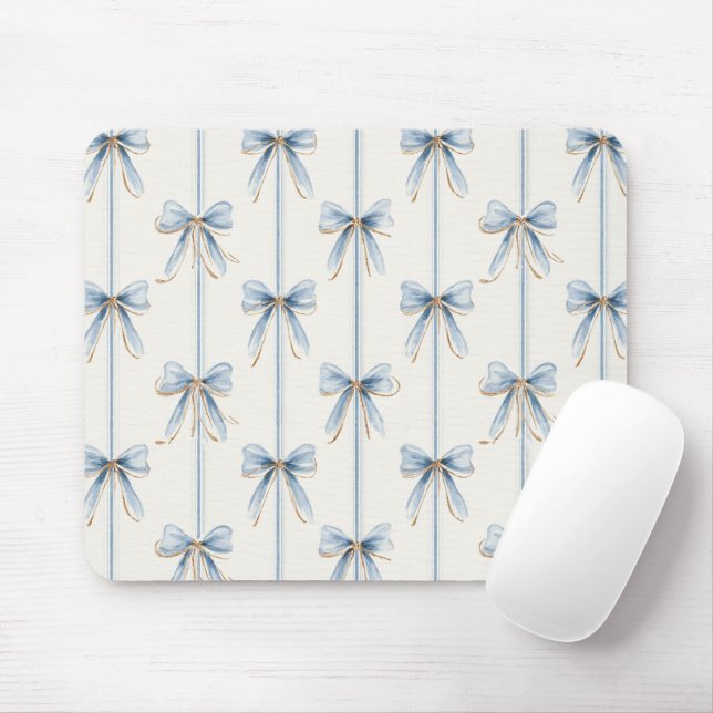 Schöne blaue Creme-Schleifen Mousepad (Mit Mouse)