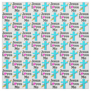 SCHÖNE BLAUE CROSS UND RAINBOUR JESUS LIEBEN MICH STOFF