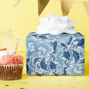 Schöne blaue Damast Geschenkpapier
