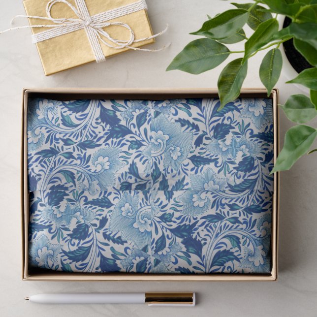 Schöne blaue Damast Seidenpapier (Geschenk)
