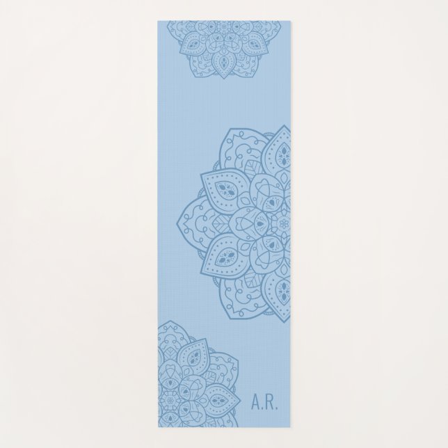 Schöne blaue dekorative moderne Mandala und Initia Yogamatte (Vorderseite)