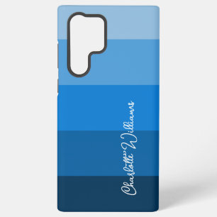 SCHÖNE BLAUE FARBSTREIFENLINIE MUSTER NAME SAMSUNG GALAXY HÜLLE