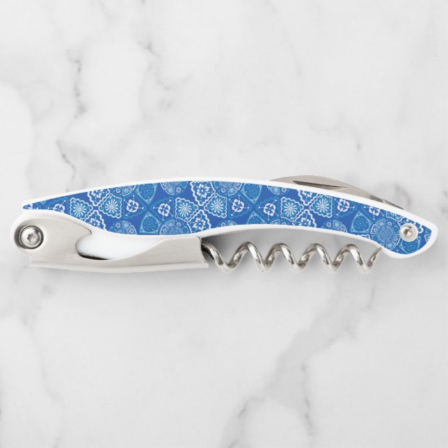 Schöne blaue Fliesen Kellnermesser (Vorderseite)