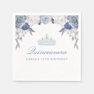 Schöne blaue Flora Quinceanera Serviette
