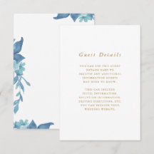 Schöne blaue Floral Wedding Gast Detail