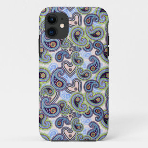 Schöne blaue florale Paisley-Spitze Case-Mate iPhone Hülle