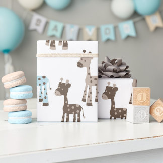 Schöne blaue Giraffen-Baby-Muster Geschenkpapier