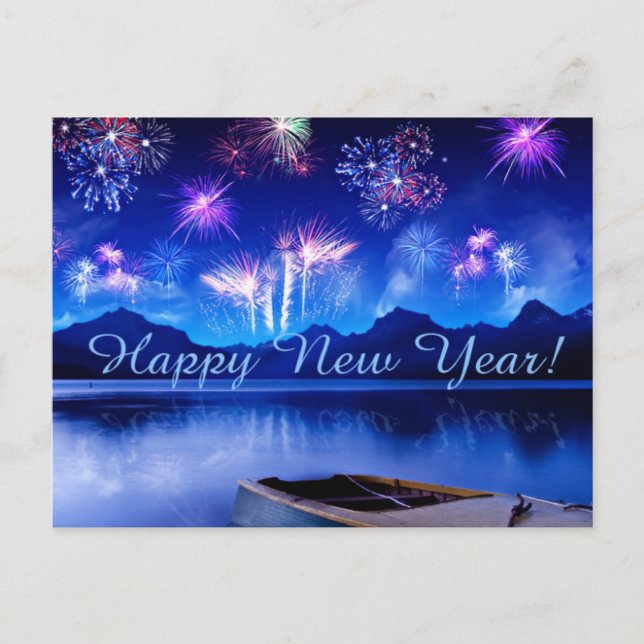 schöne blaue glückliche Postkarte (Vorderseite)