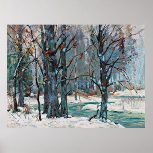 Schöne blaue graue Winterszene Poster