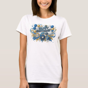 Schöne blaue HAPPY BIRTHDAY 6TH Kundenspezifisches T-Shirt