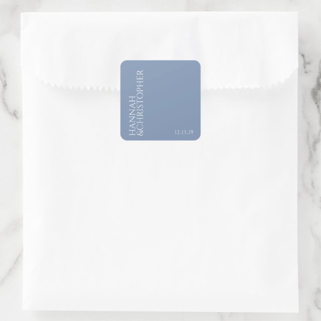Schöne blaue Hochzeit Quadratischer Aufkleber (Tasche)