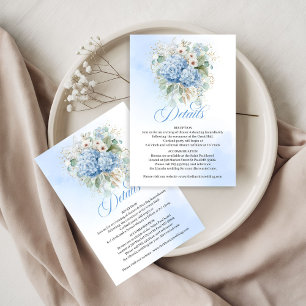 Schöne Blaue Hortensien Goldene Hochzeits-Details RSVP Karte