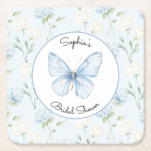 Schöne Blaue Hyndrangea Blumen Brautparty Rechteckiger Pappuntersetzer