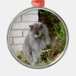 Schöne blaue Katze Ornament Aus Metall