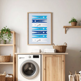 Schöne blaue Kleidung Buttone Wäscheservice Zimmer Poster