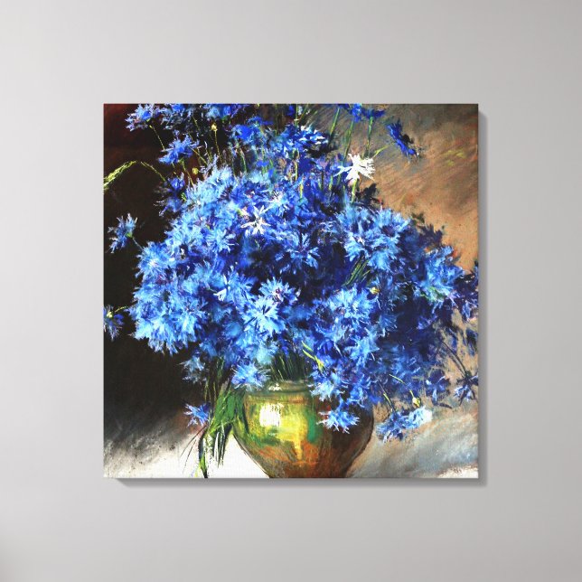 Schöne blaue Kornblumen, Leinwanddruck (Vorderseite)