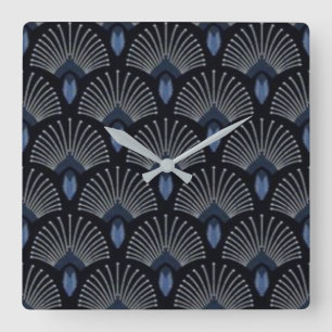 Schöne blaue Kunst-Deko-Fan-Entwurfs-Uhr Quadratische Wanduhr