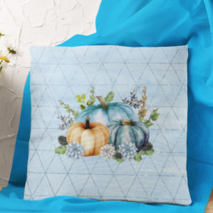 Schöne blaue Kürbisfeld-Glitter-Herbst Kissen