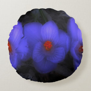 Schöne blaue Lila Crocus Blooms Rundes Kissen