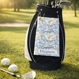Schöne blaue Magnolie und personalisierte Pfingstr Golfhandtuch