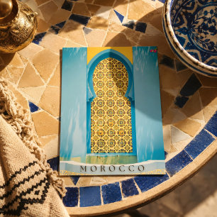 Schöne blaue marokkanische Tür in Marrakesch Postk Postkarte