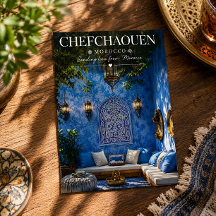 Schöne Blaue Medina Chefchaouen Marokko Straßen Postkarte