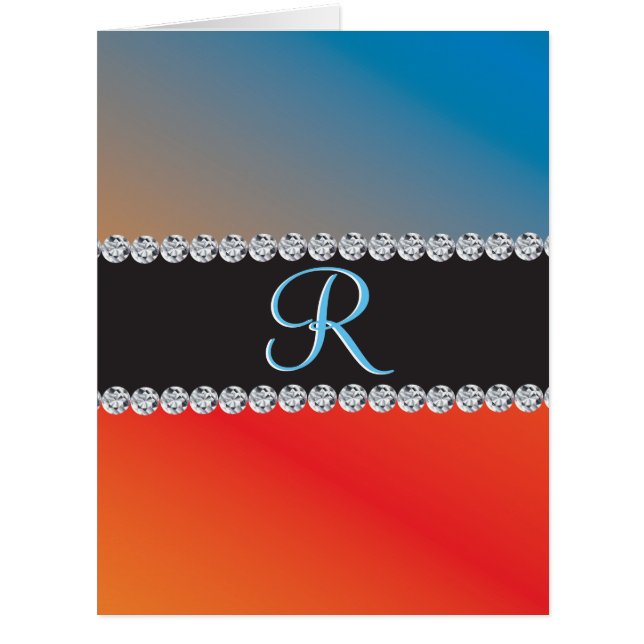 Schöne blaue orange schwarze Diamant 3D-Monogramm- (Vorderseite)