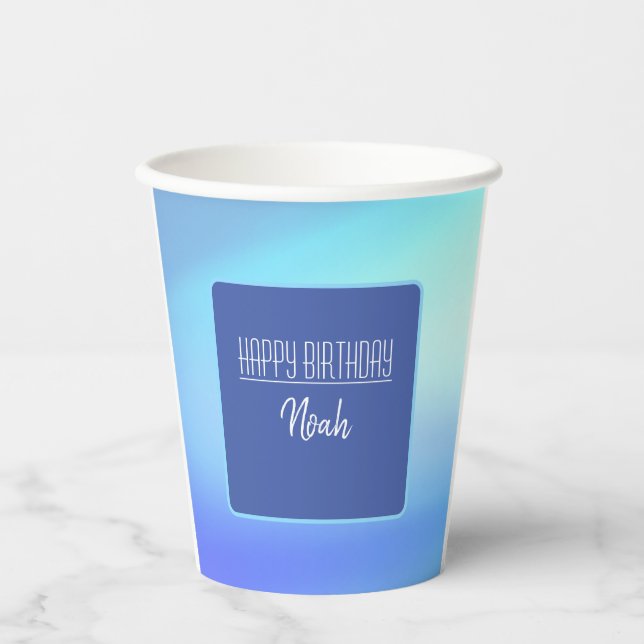 Schöne blaue Papiertasse Pappbecher (Vorderseite)