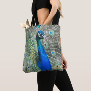 Schöne blaue Pfauenfedern Tasche